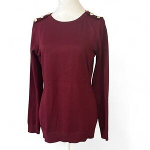 CAROLYN TAYLOR Sweater with Gold Accents Women's Long Sleeve Pullover Shirt XL M